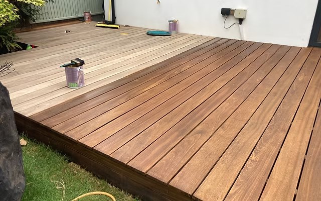Timber decking with steps